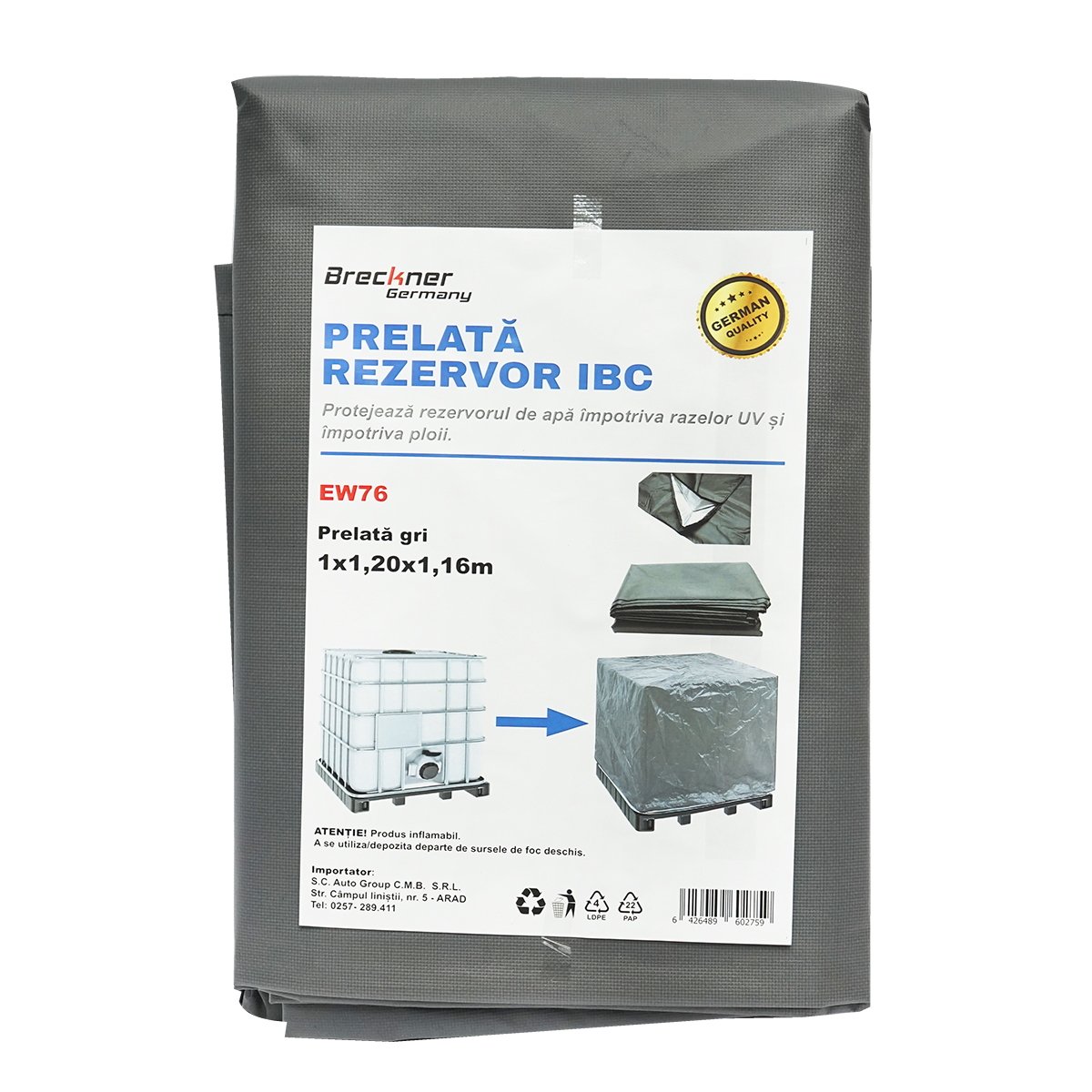 Prelata, husa de protectie pentru bazin, rezervor IBC 1000l Breckner Germany